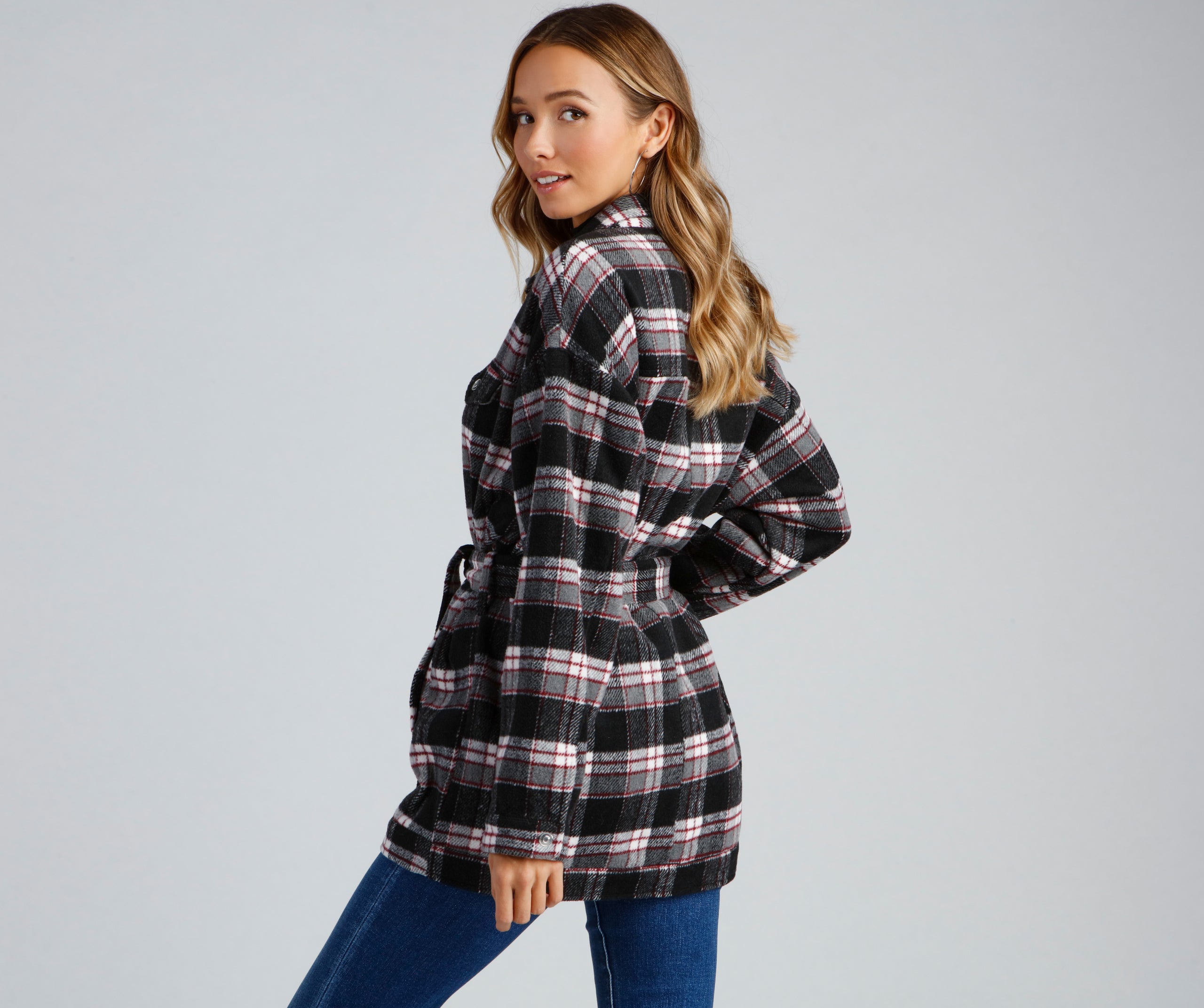 The One Belted Flannel Shacket - Image 16