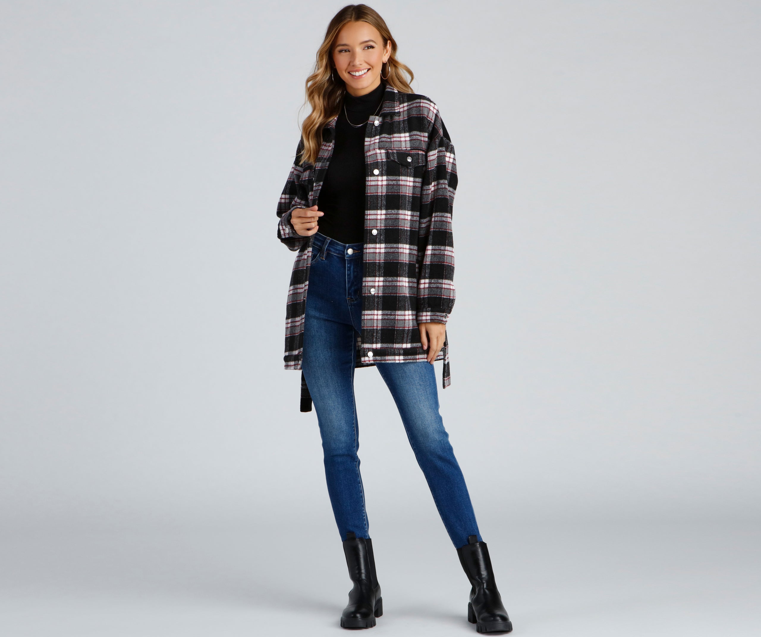 The One Belted Flannel Shacket - Image 18