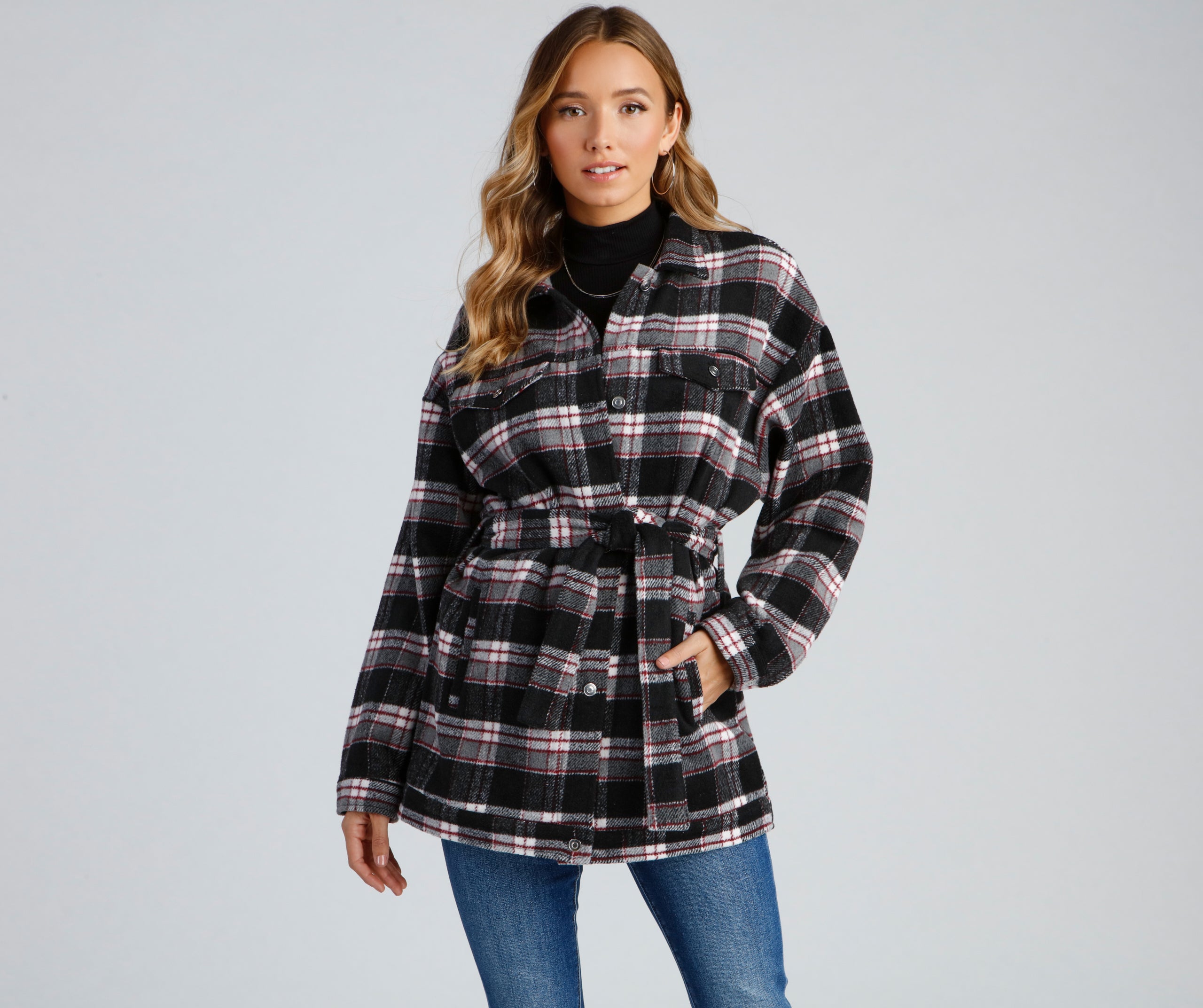 The One Belted Flannel Shacket - Image 19