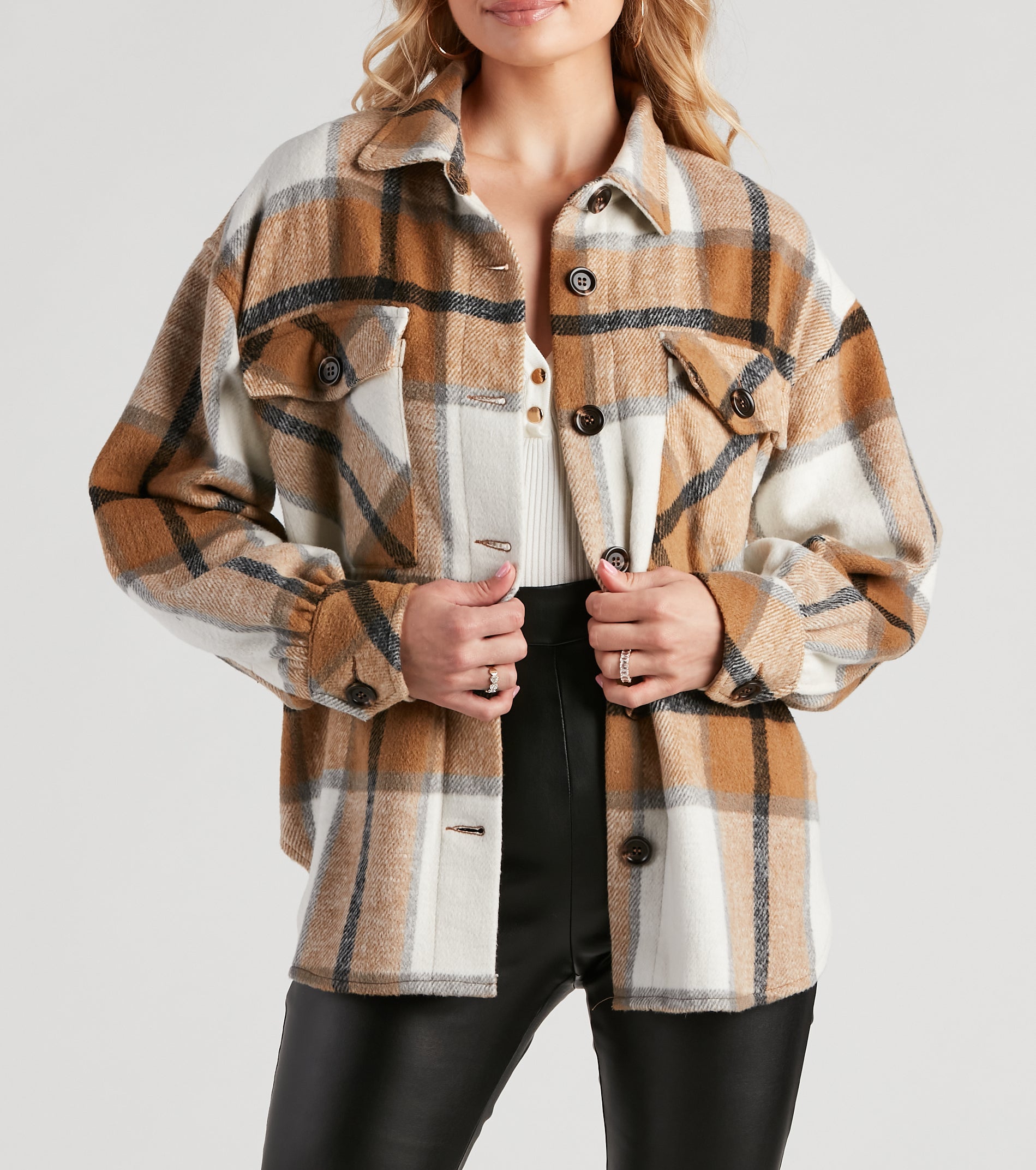 True And Trendy Plaid Shacket - Image 4