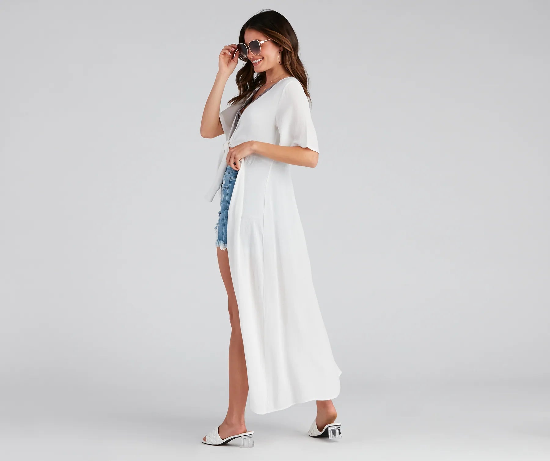 Paseo Sunset Tie Front Kimono Duster - Image 3