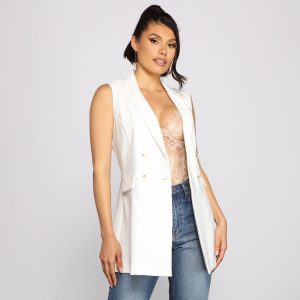City Chic Double Breasted Vest