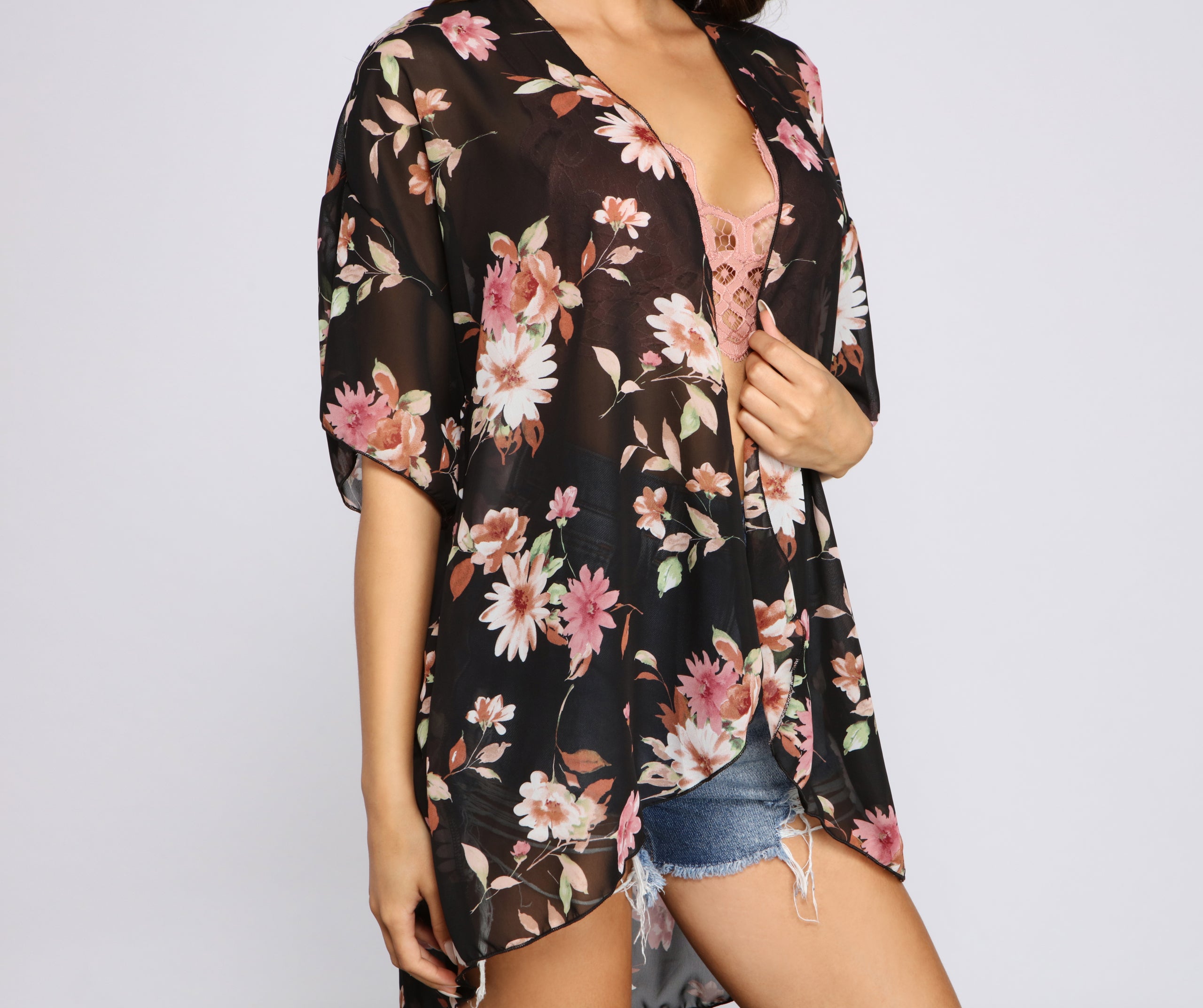 Floral Fashionista Chiffon Kimono - Image 4