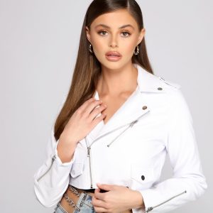 Edgy Chic Faux Leather Moto Jacket