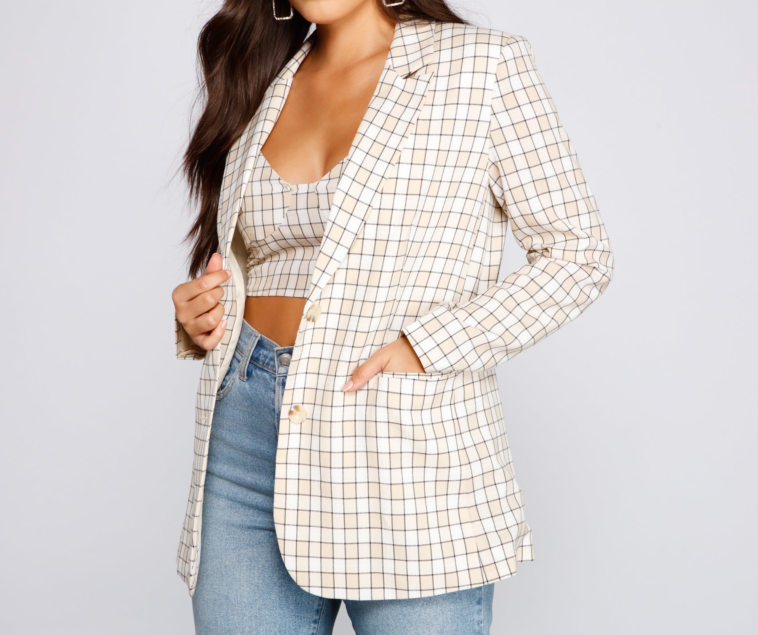 Polished Glam Oversized Plaid Blazer - Image 3