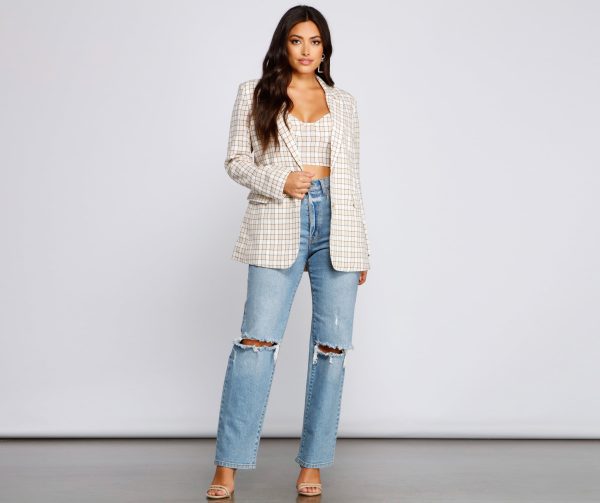 Polished Glam Oversized Plaid Blazer - Image 4