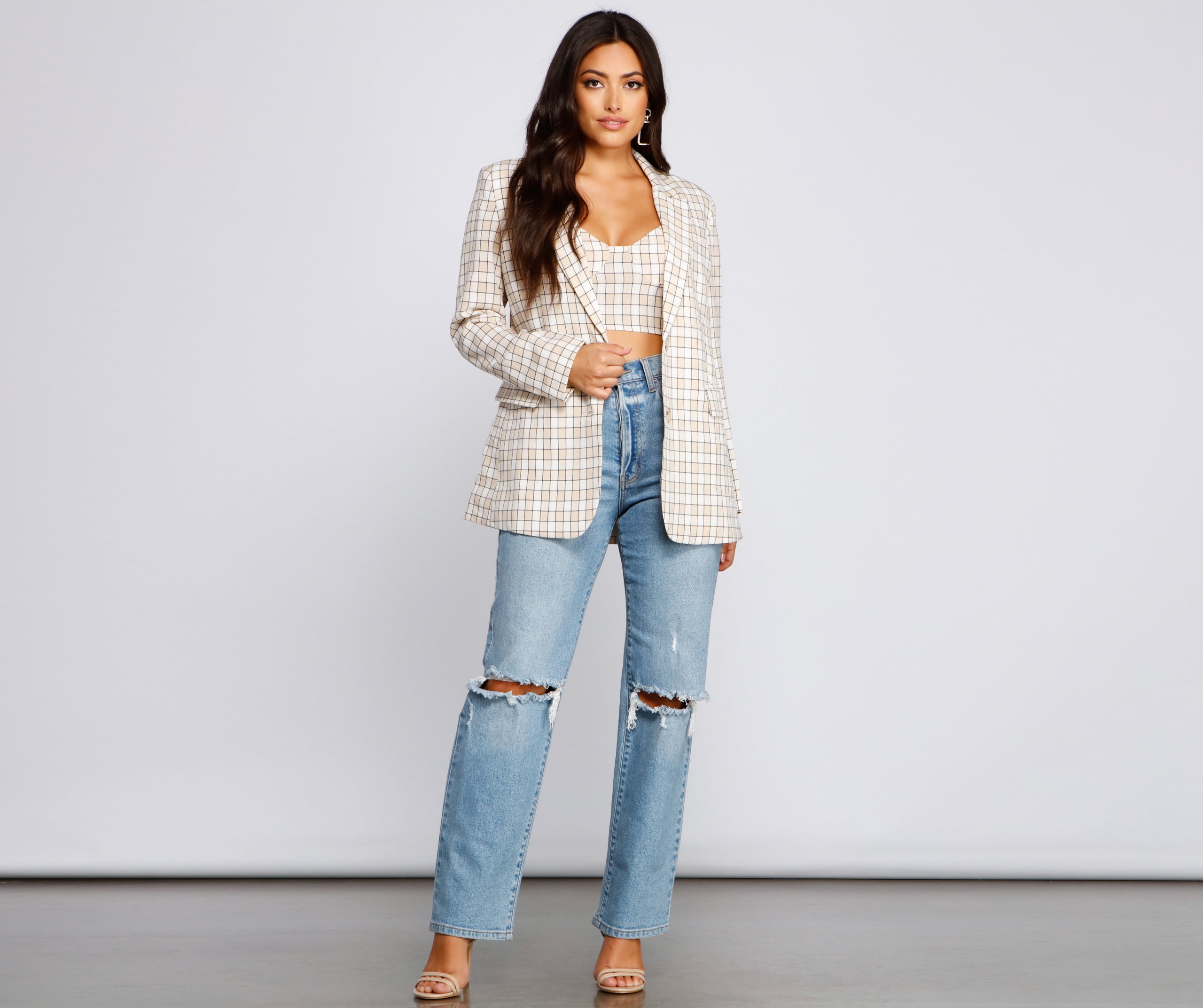 Polished Glam Oversized Plaid Blazer - Image 4