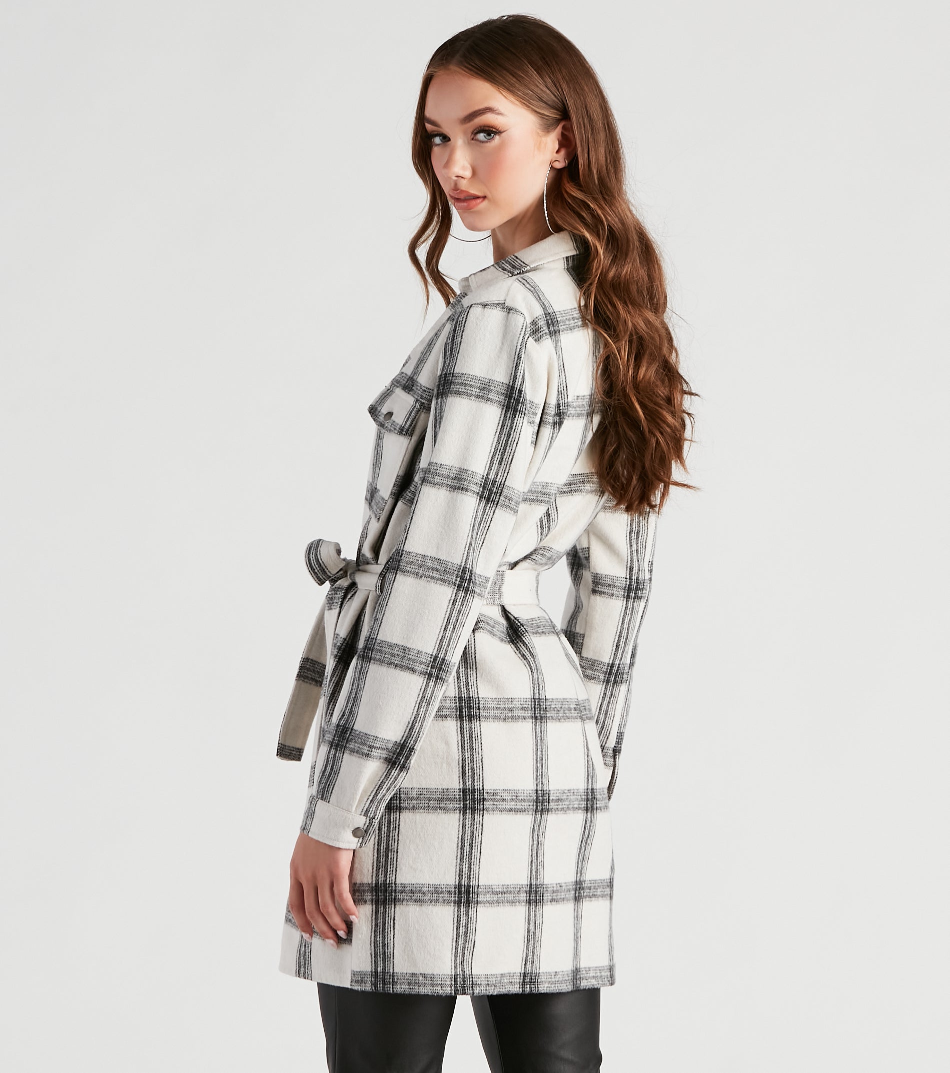 Girl On The Go Flannel Trench Coat - Image 2