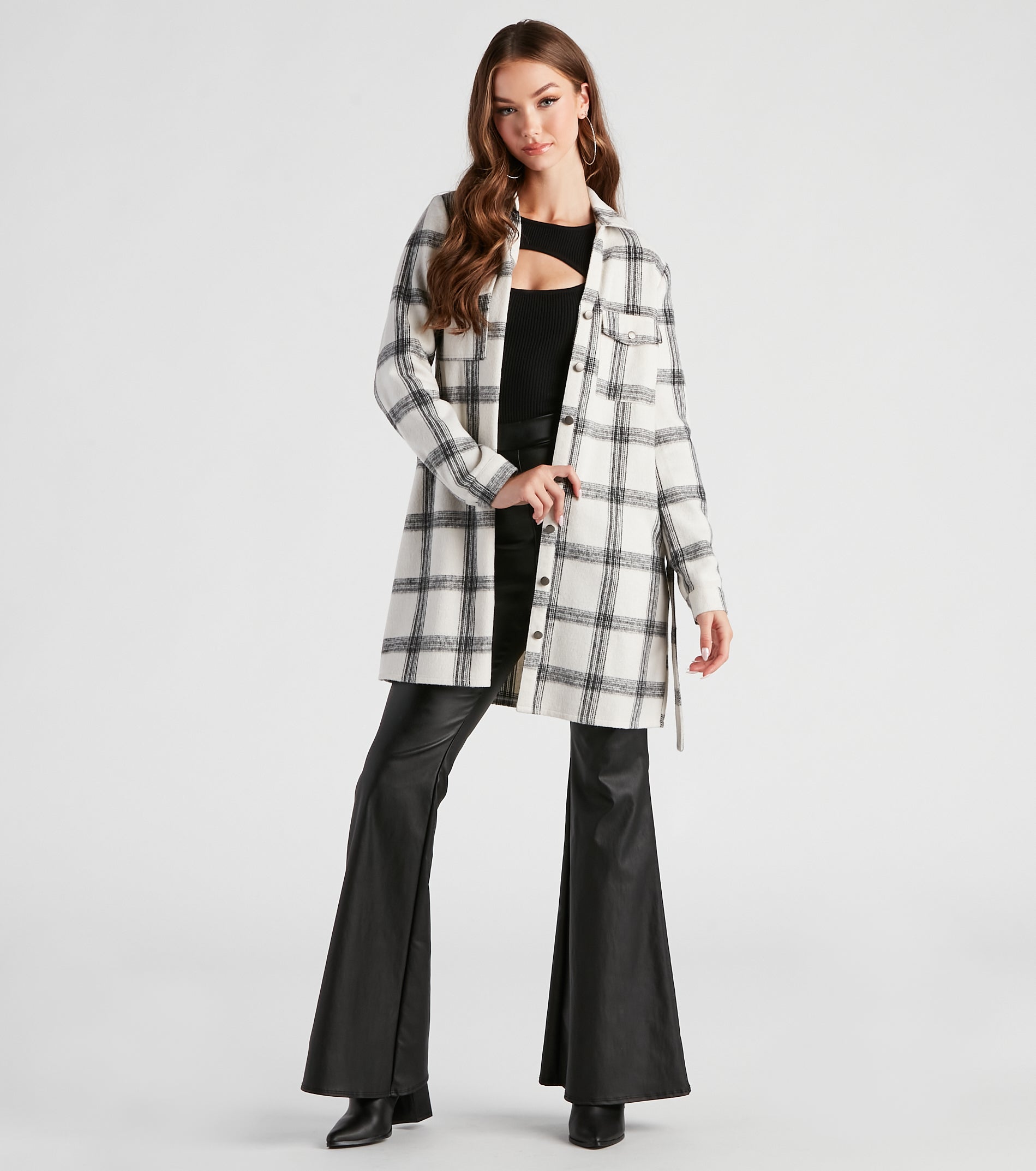 Girl On The Go Flannel Trench Coat - Image 3