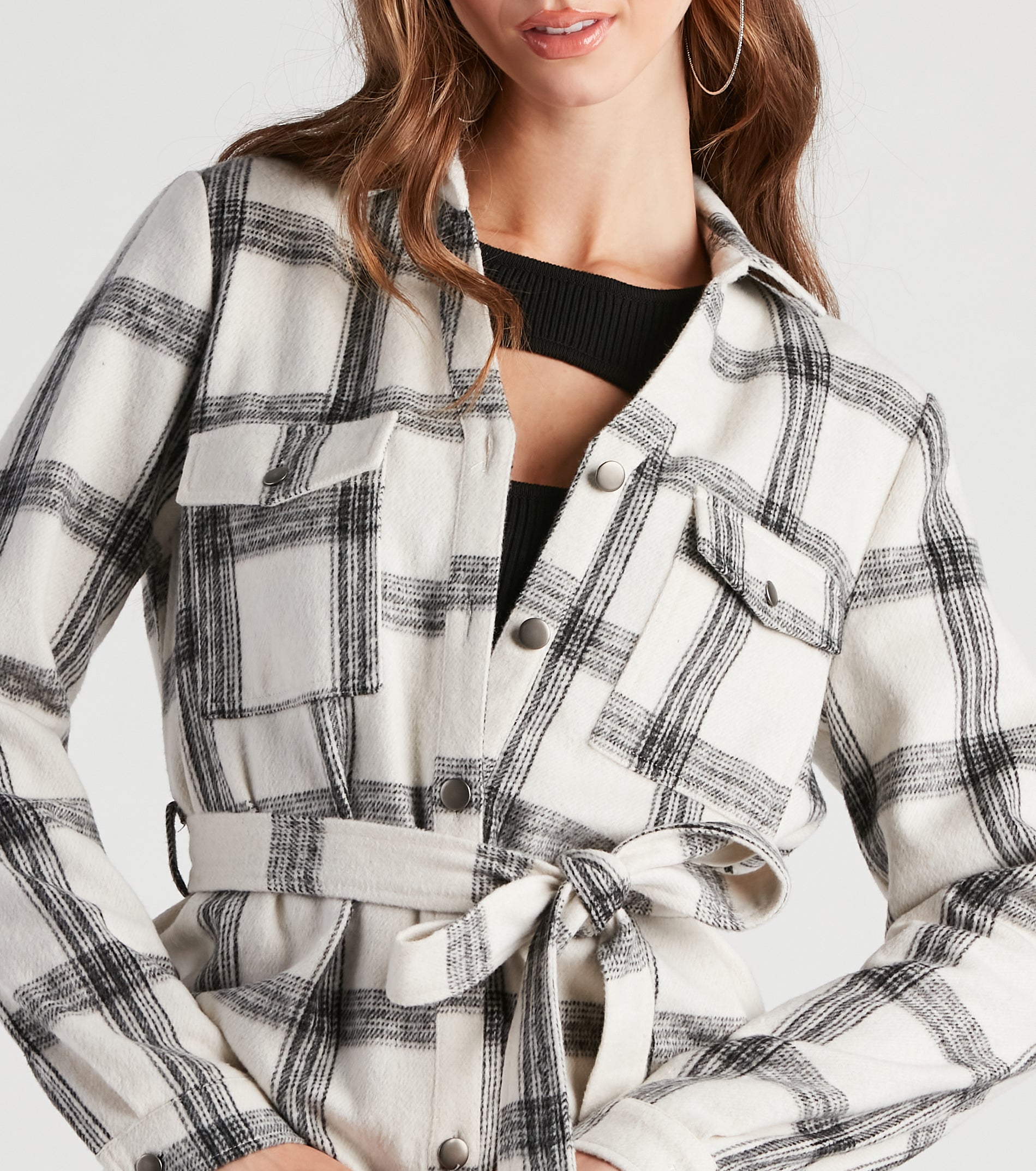 Girl On The Go Flannel Trench Coat - Image 4