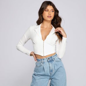 Hook And Eye Crepe Crop Top