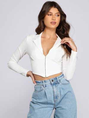 Hook And Eye Crepe Crop Top