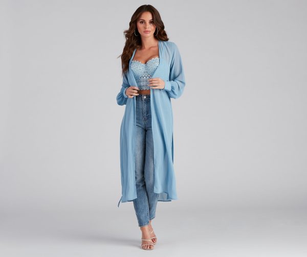 Chic Sheer Chiffon Belted Trench - Image 6