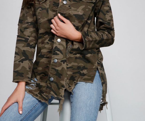 Camo Cutie Destructed Shacket - Image 3