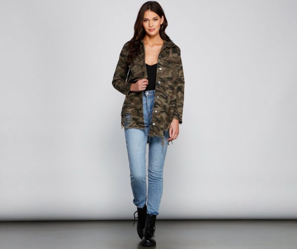 Camo Cutie Destructed Shacket - Image 5