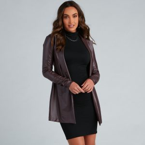 Classic Faux Leather Blazer