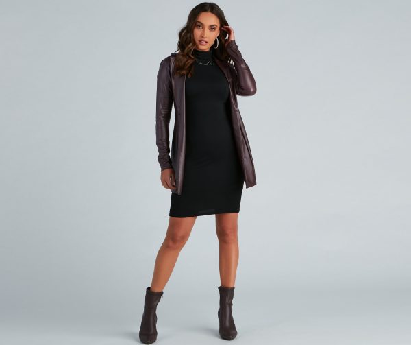 Classic Faux Leather Blazer - Image 3