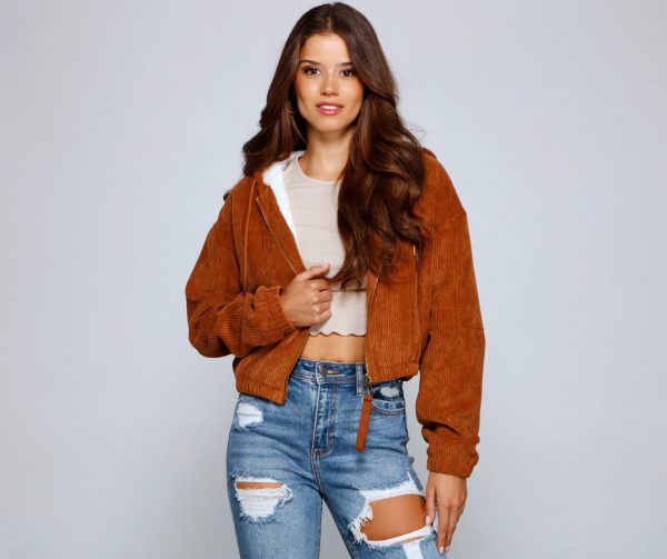 Corduroy Cutie Cropped Sherpa Jacket - Image 5