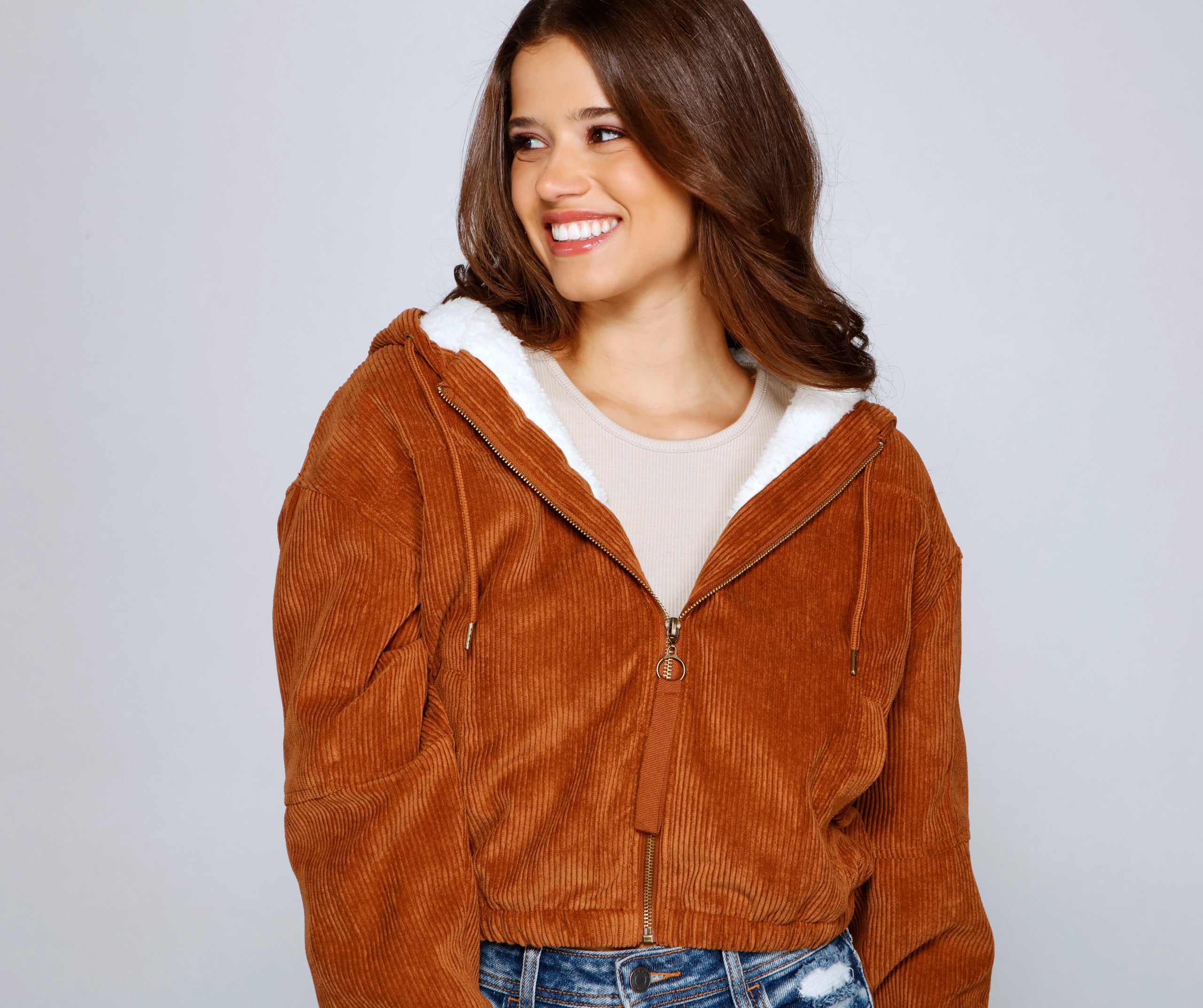 Corduroy Cutie Cropped Sherpa Jacket - Image 7