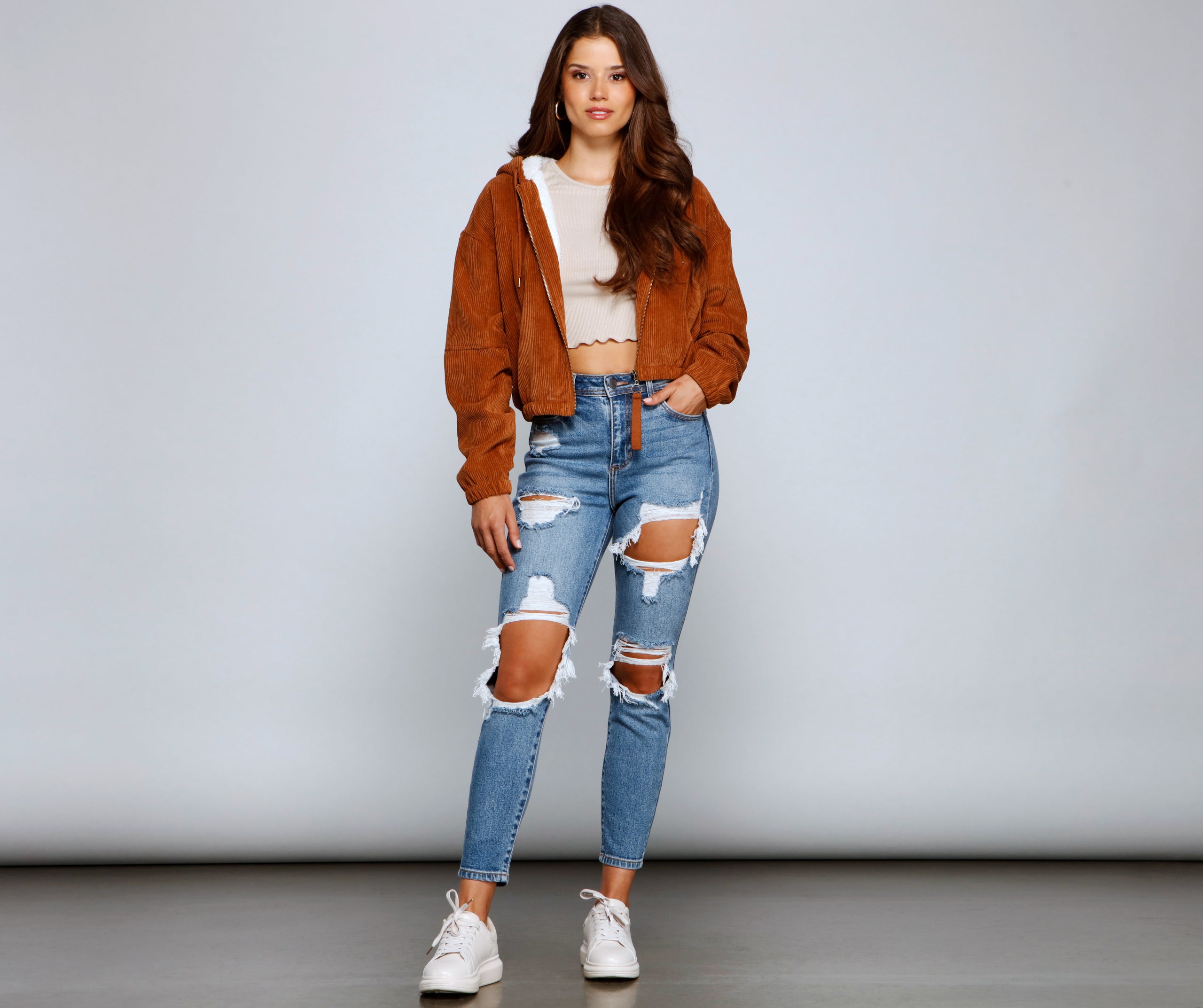 Corduroy Cutie Cropped Sherpa Jacket - Image 8