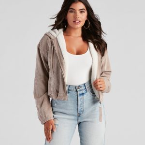Corduroy Cutie Cropped Sherpa Jacket