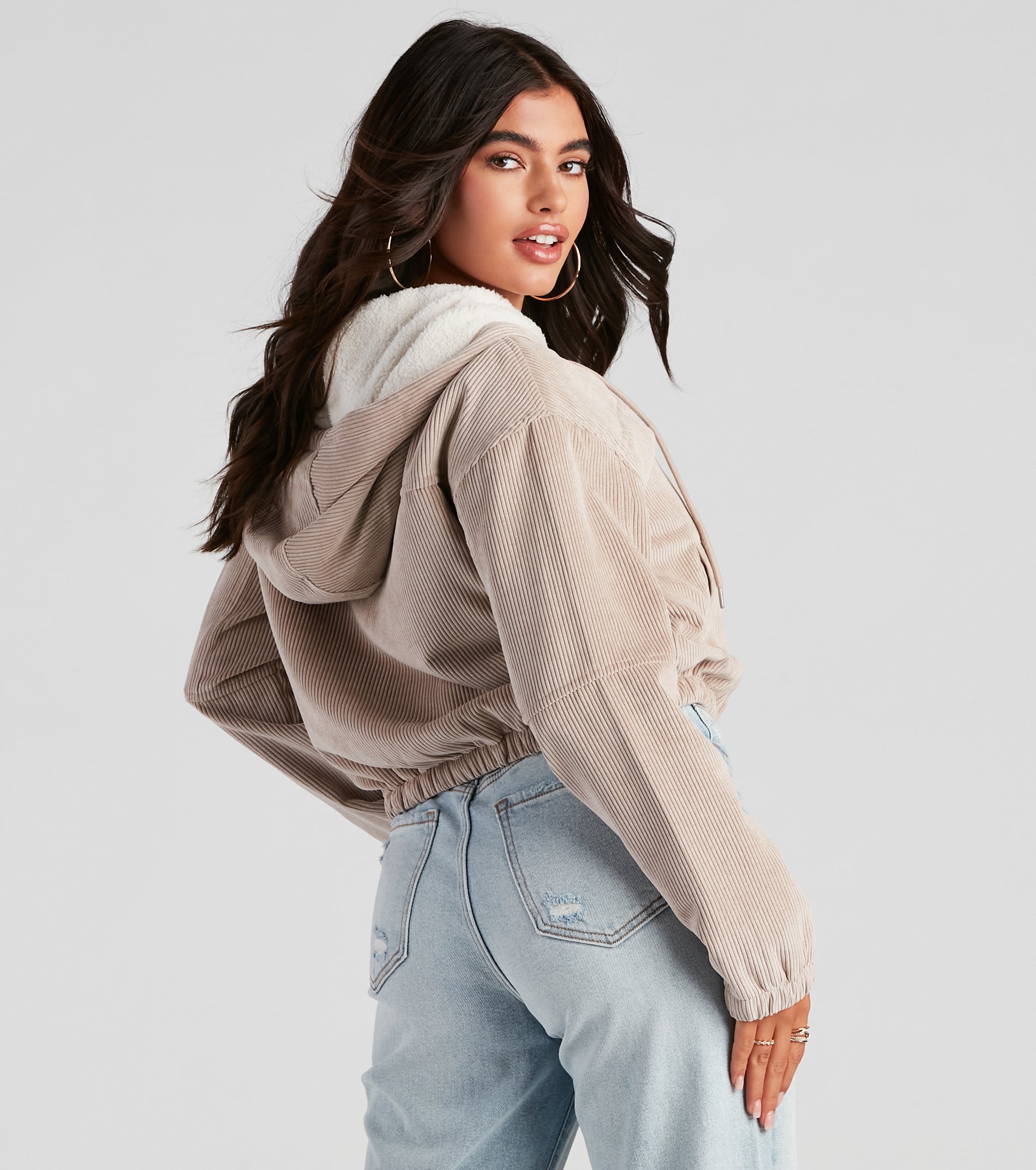 Corduroy Cutie Cropped Sherpa Jacket - Image 2