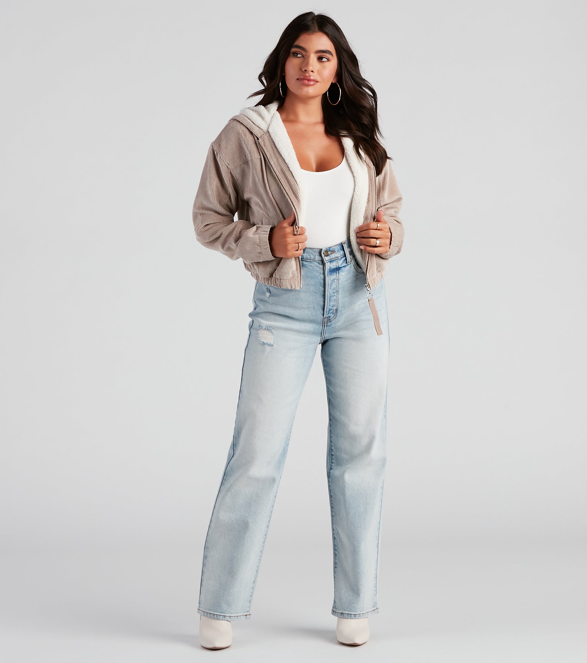 Corduroy Cutie Cropped Sherpa Jacket - Image 3