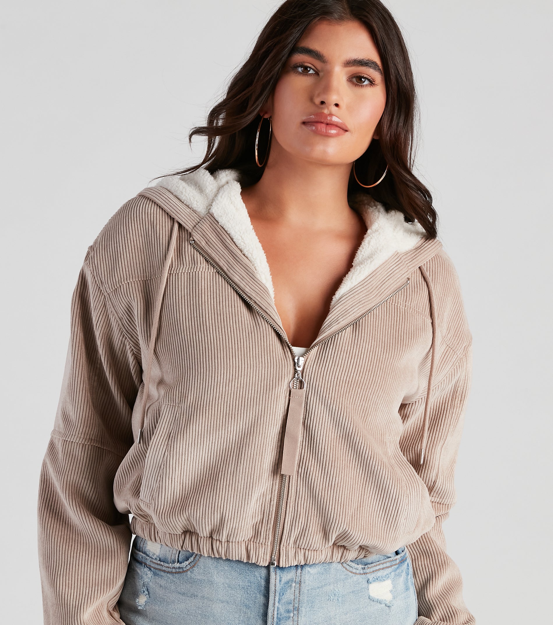 Corduroy Cutie Cropped Sherpa Jacket - Image 4