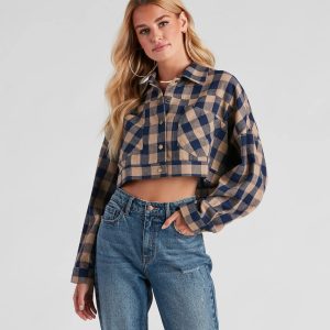 Big On Plaid Cropped Jacket
