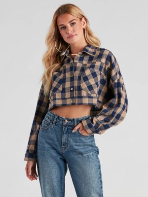 Big On Plaid Cropped Jacket
