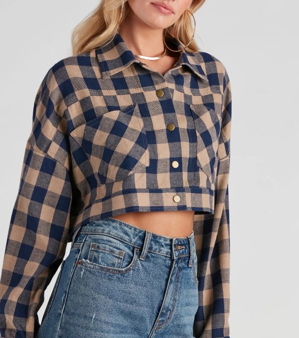 Big On Plaid Cropped Jacket - Image 3