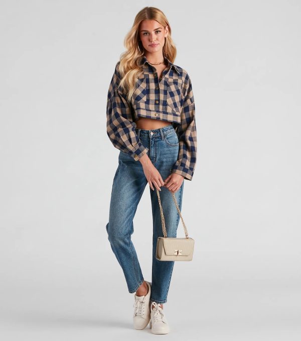 Big On Plaid Cropped Jacket - Image 4