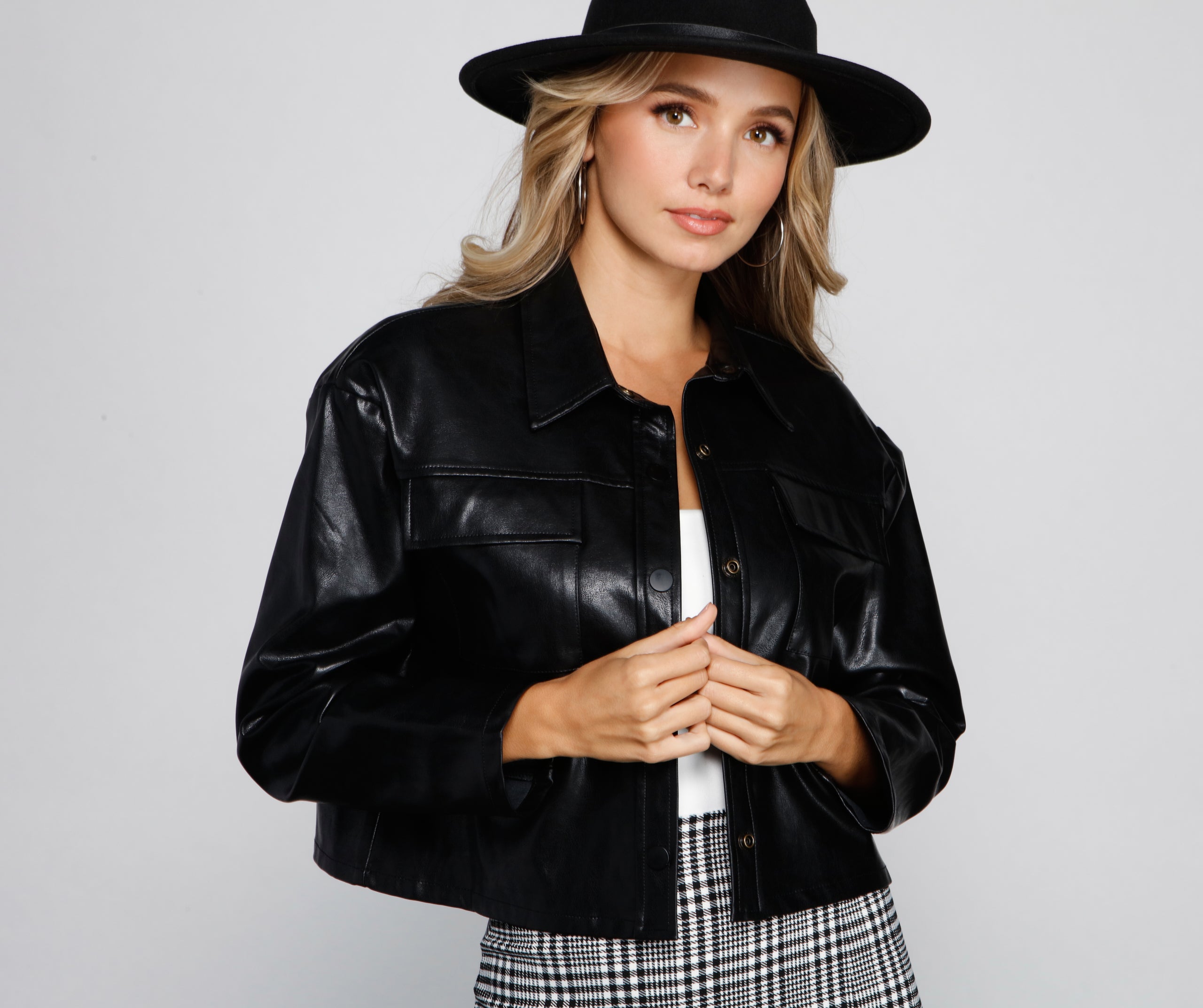 Chic Baddie Faux Leather Shacket - Image 2