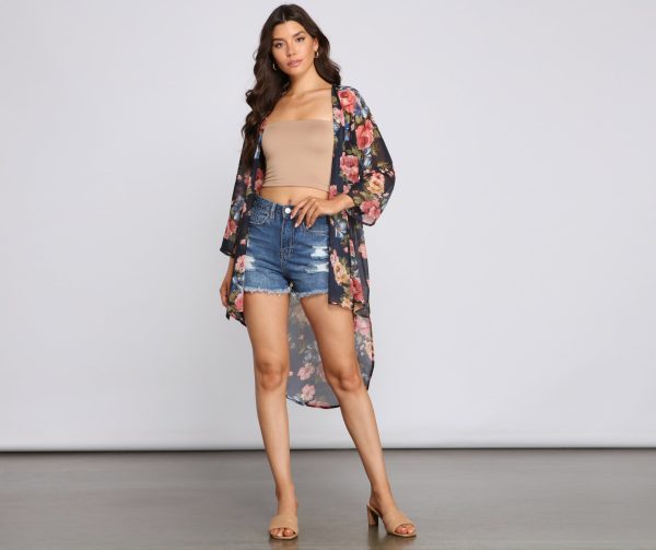 Effortless Style Floral Chiffon Kimono - Image 3