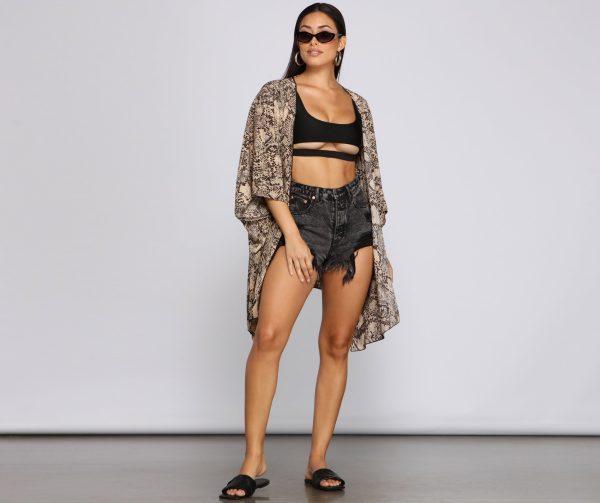 Sheer Snake Print Kimono - Image 3
