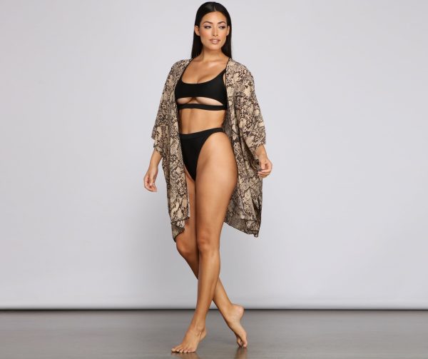 Sheer Snake Print Kimono - Image 4