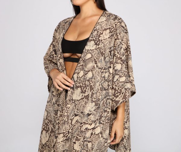 Sheer Snake Print Kimono - Image 5