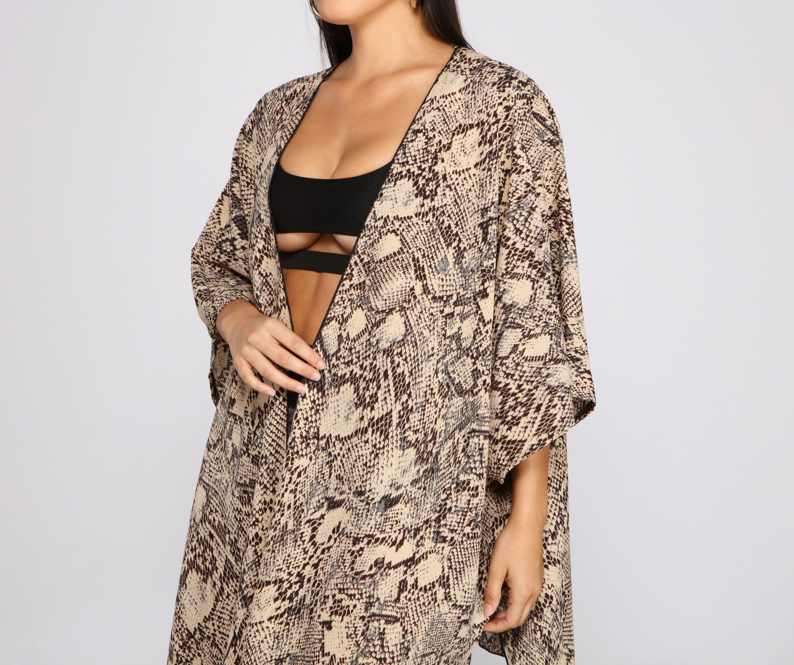 Sheer Snake Print Kimono - Image 5