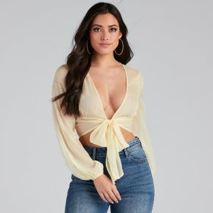 Sheer And Chic Tie Front Top