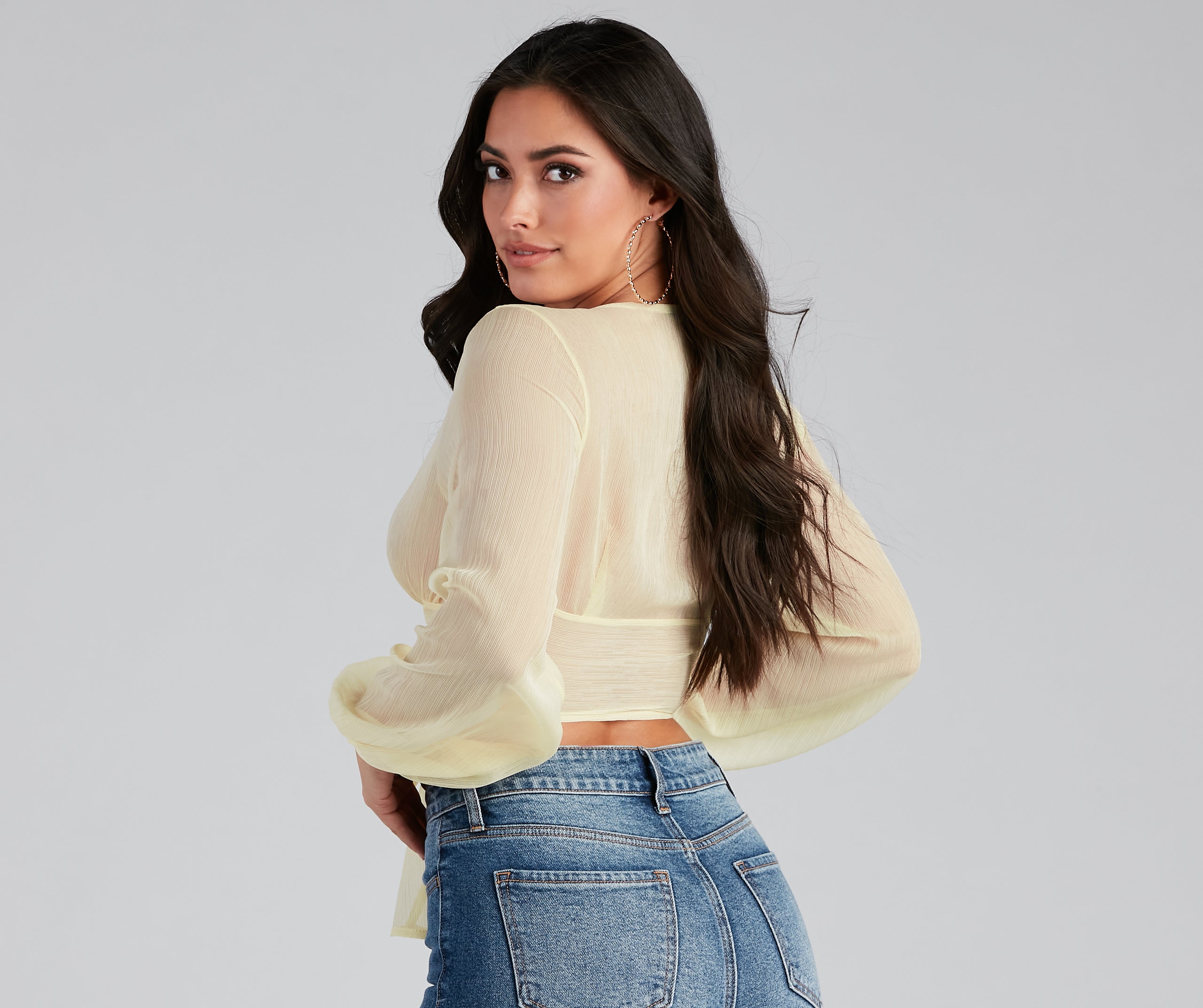 Sheer And Chic Tie Front Top - Image 2