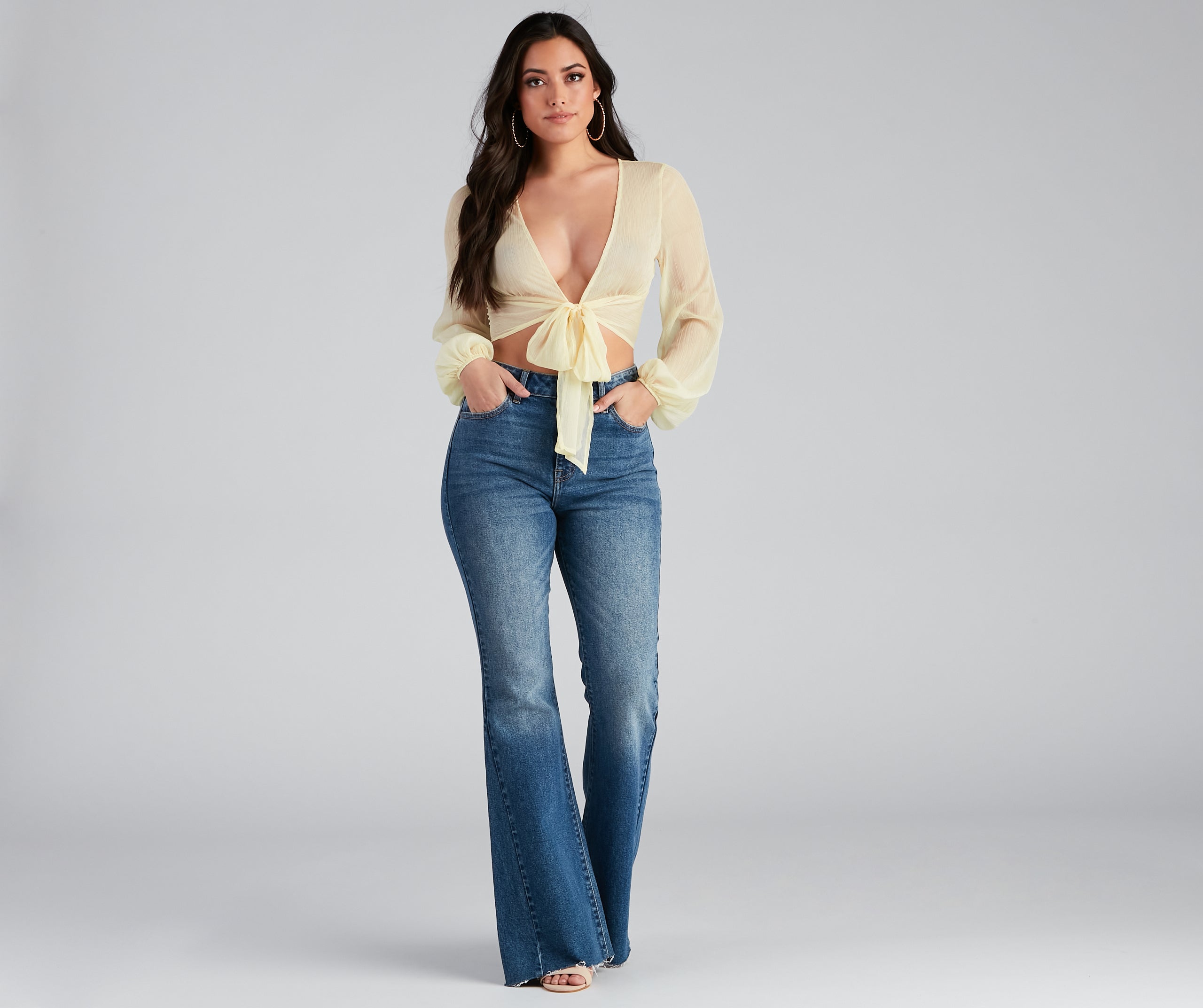 Sheer And Chic Tie Front Top - Image 3