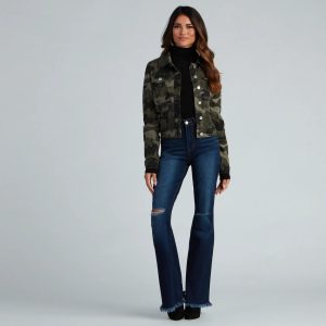 Cutie In Camo Button-Down Twill Jacket