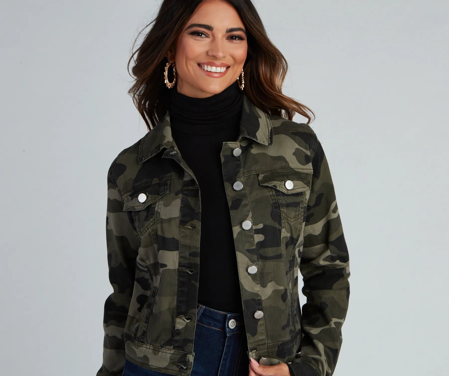Cutie In Camo Button-Down Twill Jacket - Image 3