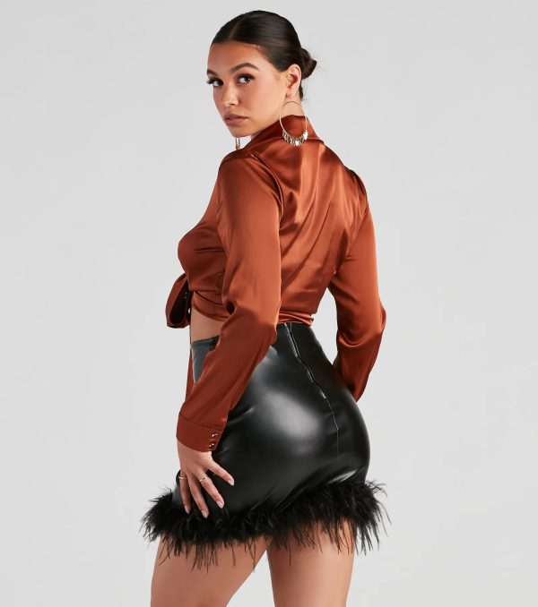 So Sleek Satin Tie-Front Blouse - Image 37