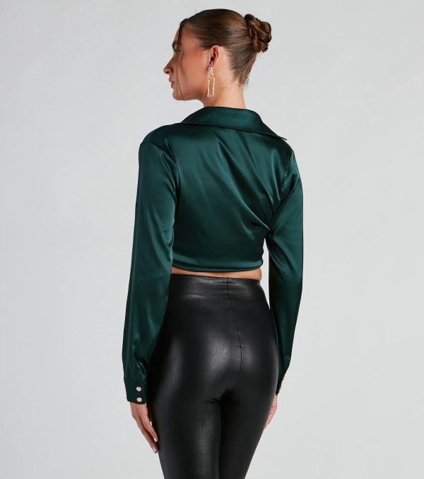 So Sleek Satin Tie-Front Blouse - Image 23