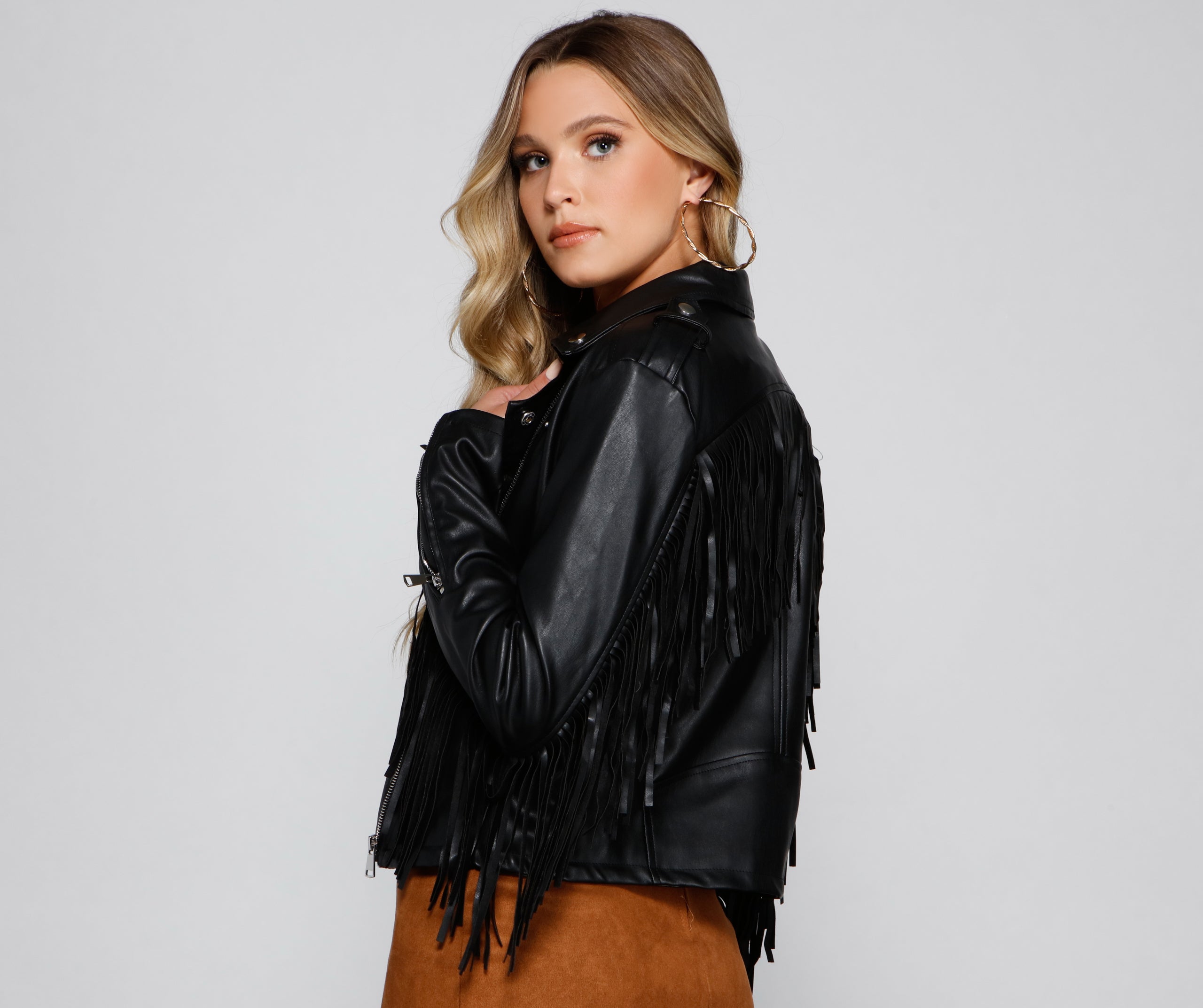 Major Baddie Fringe Faux Leather Moto - Image 2