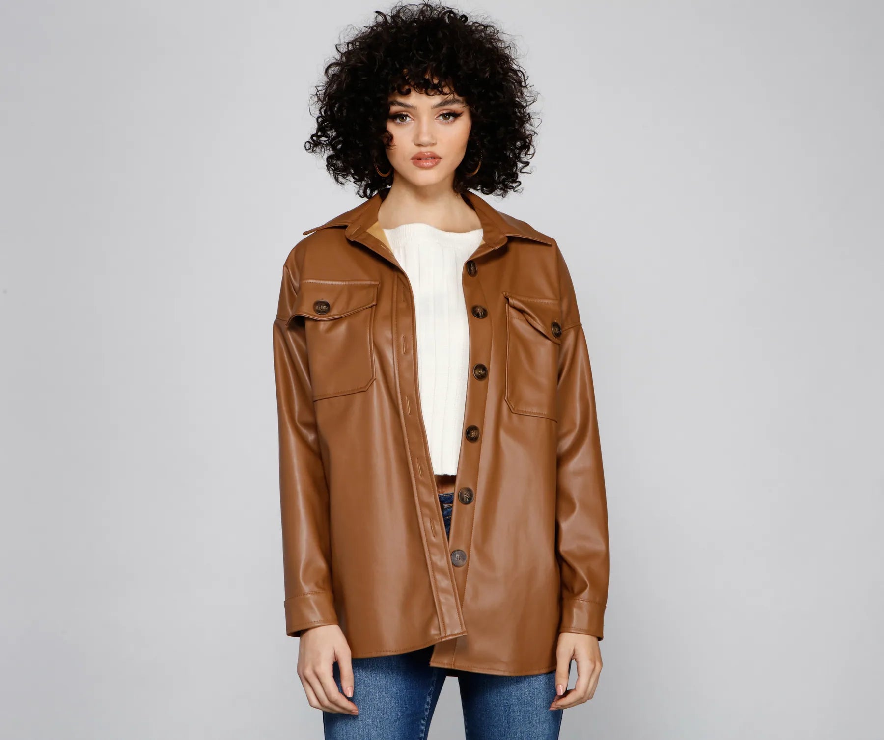 Essential Faux Leather Long Shacket - Image 5