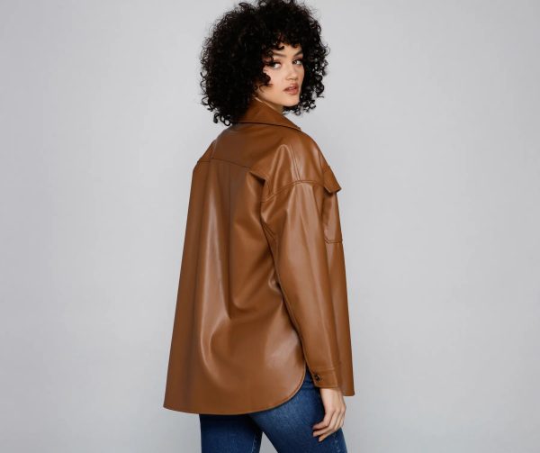 Essential Faux Leather Long Shacket - Image 6
