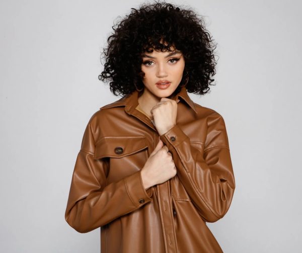 Essential Faux Leather Long Shacket - Image 7