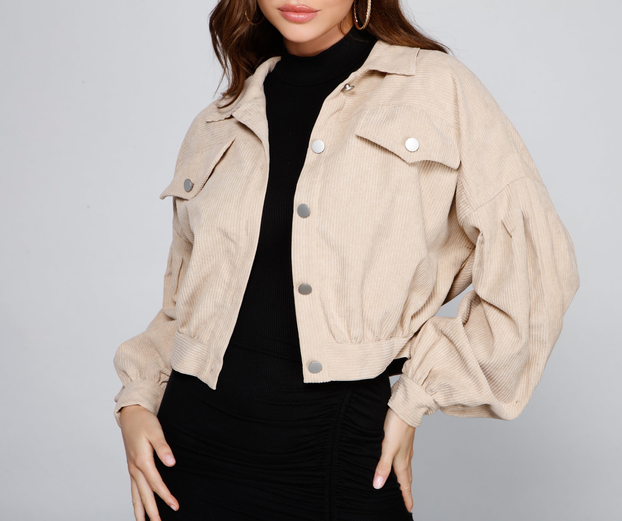Effortlessly Chic Corduroy Cropped Jacket - Image 11
